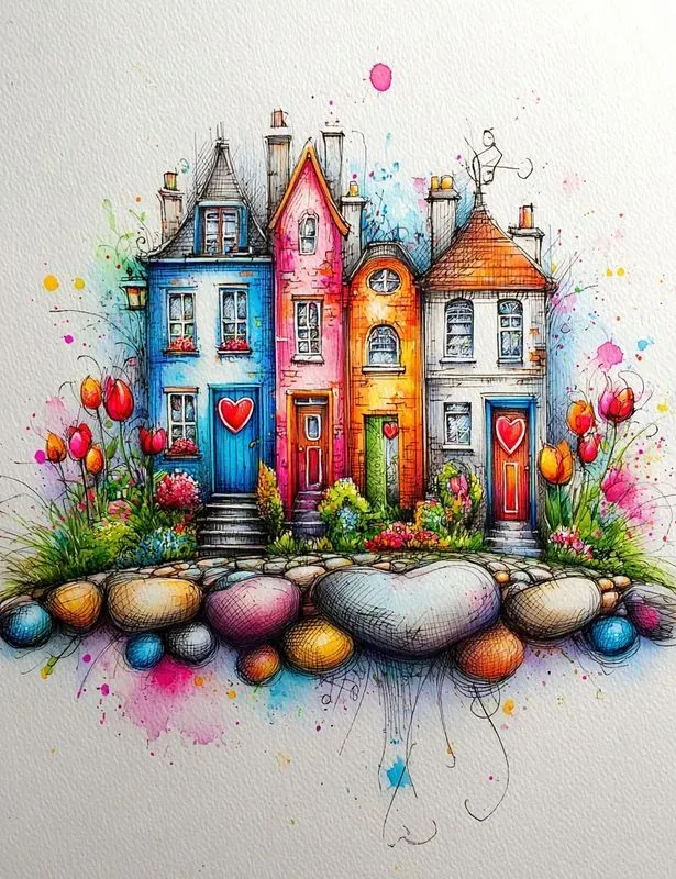 Rainbow Valentine Watercolor Clipart