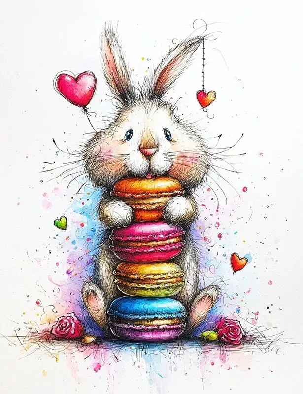 Rainbow Valentine Watercolor Clipart