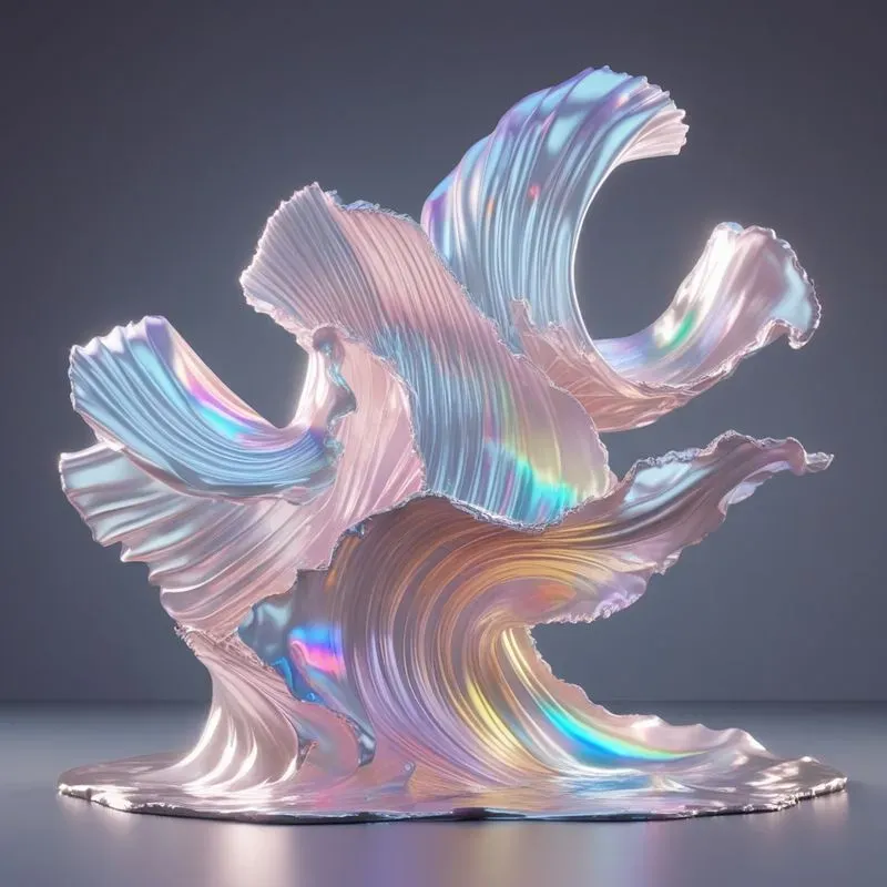 3D Iridescent Liquid Silk Sculptures