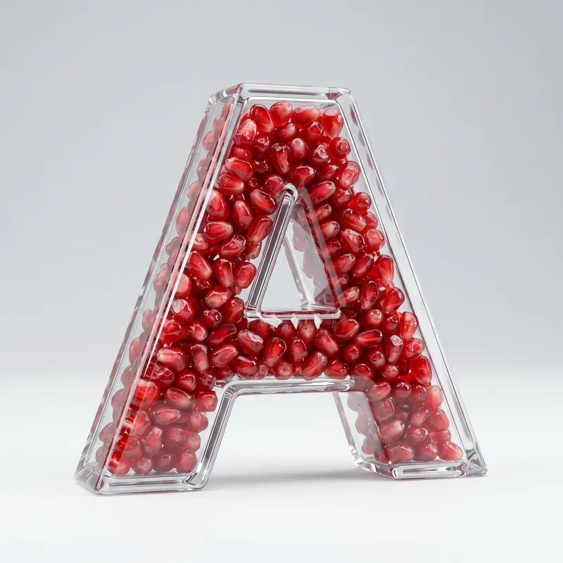 3D Glass Filled Letter Typography