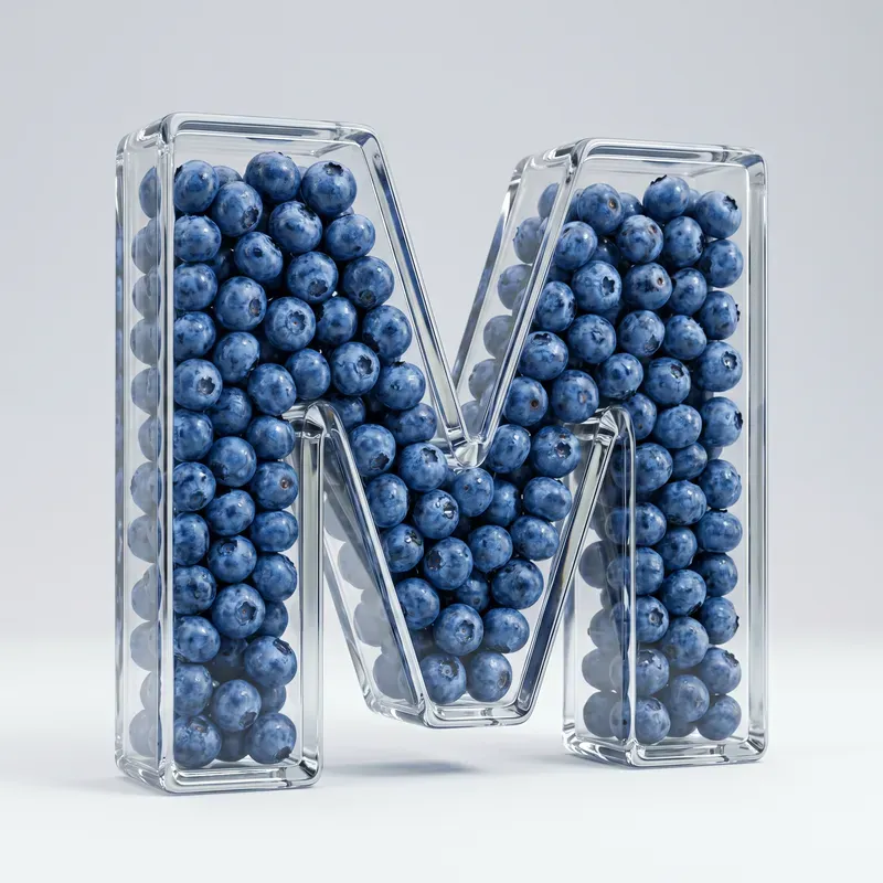 3D Glass Filled Letter Typography