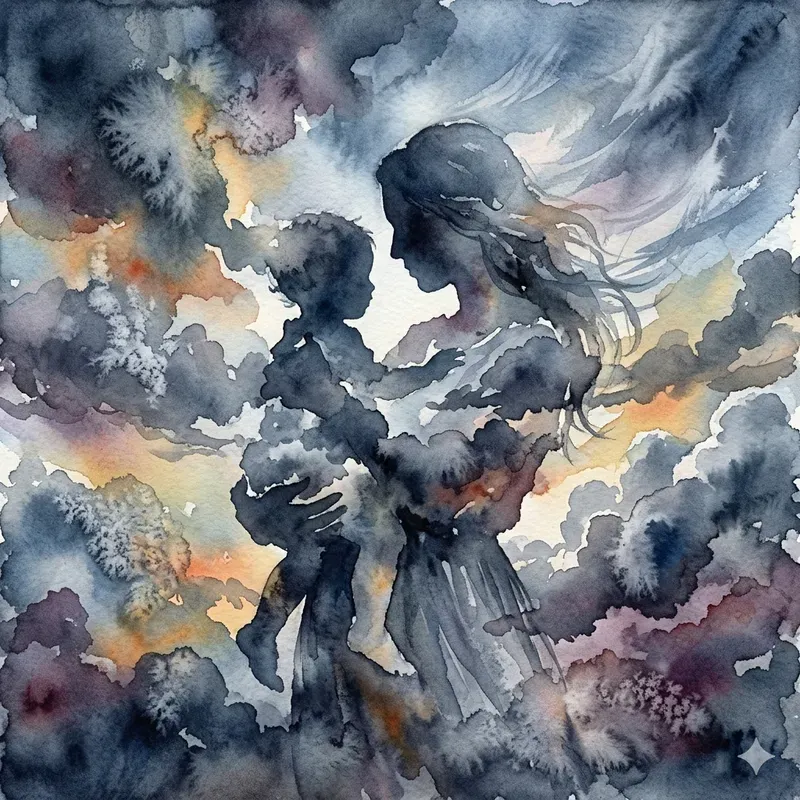 Celestial Cloud Silhouette Watercolors