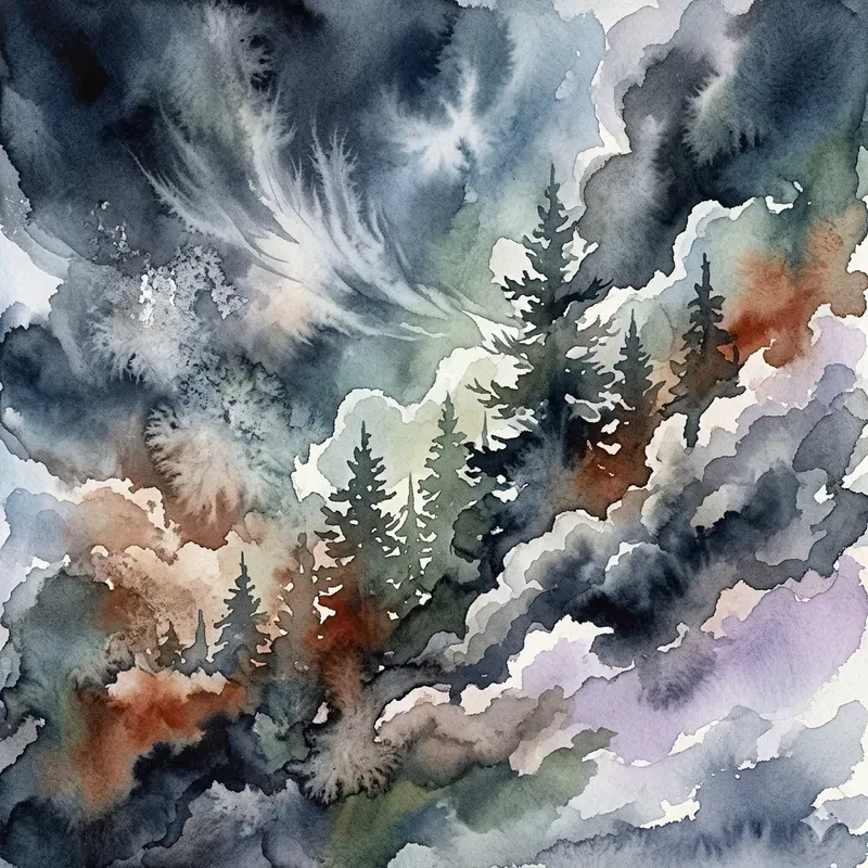 Celestial Cloud Silhouette Watercolors
