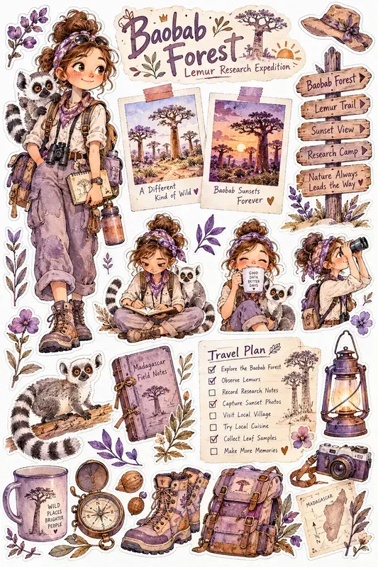 Whimsical Watercolor Planner Sticker Sets