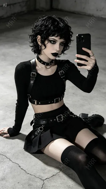 Goth Mirror Selfie Portraits