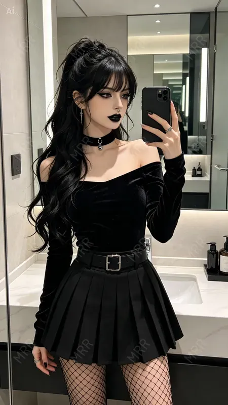 Goth Mirror Selfie Portraits