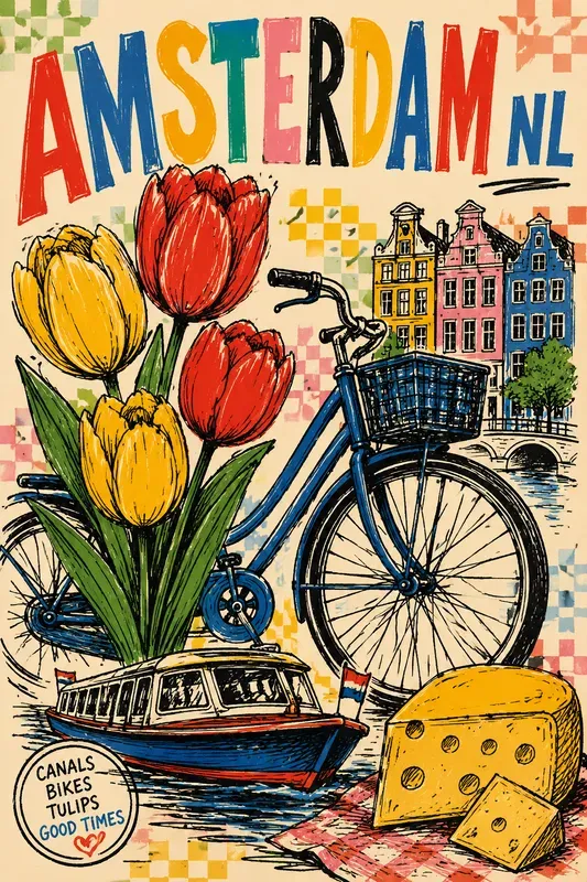 Retro Hand Drawn Travel Posters