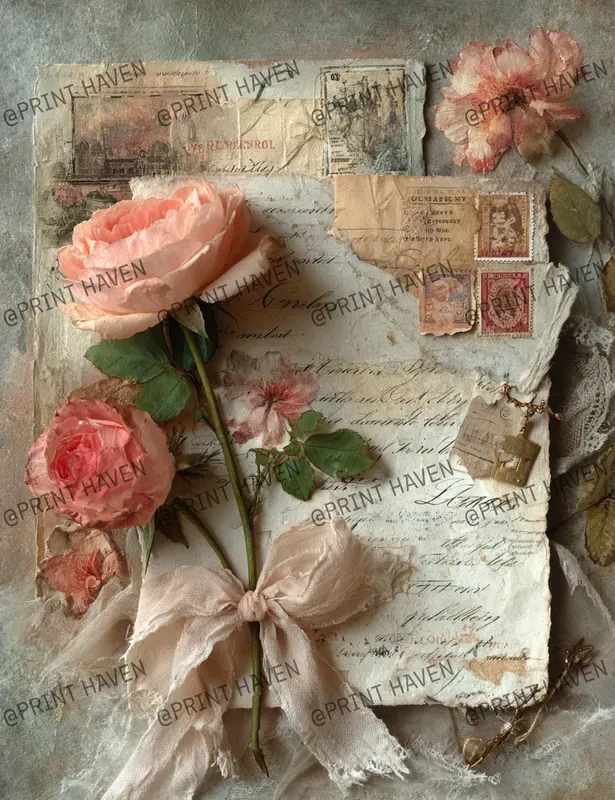 Victorian Vintage Rose Collage Papers