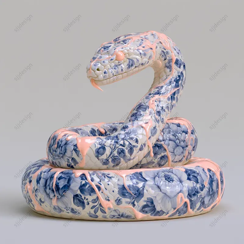 Porcelain Drip Floral Delft Art