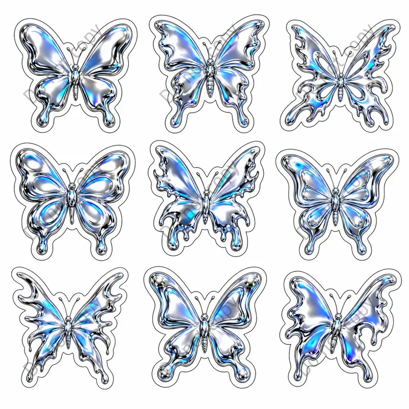 Y2k Chrome Sticker Sheet Packs