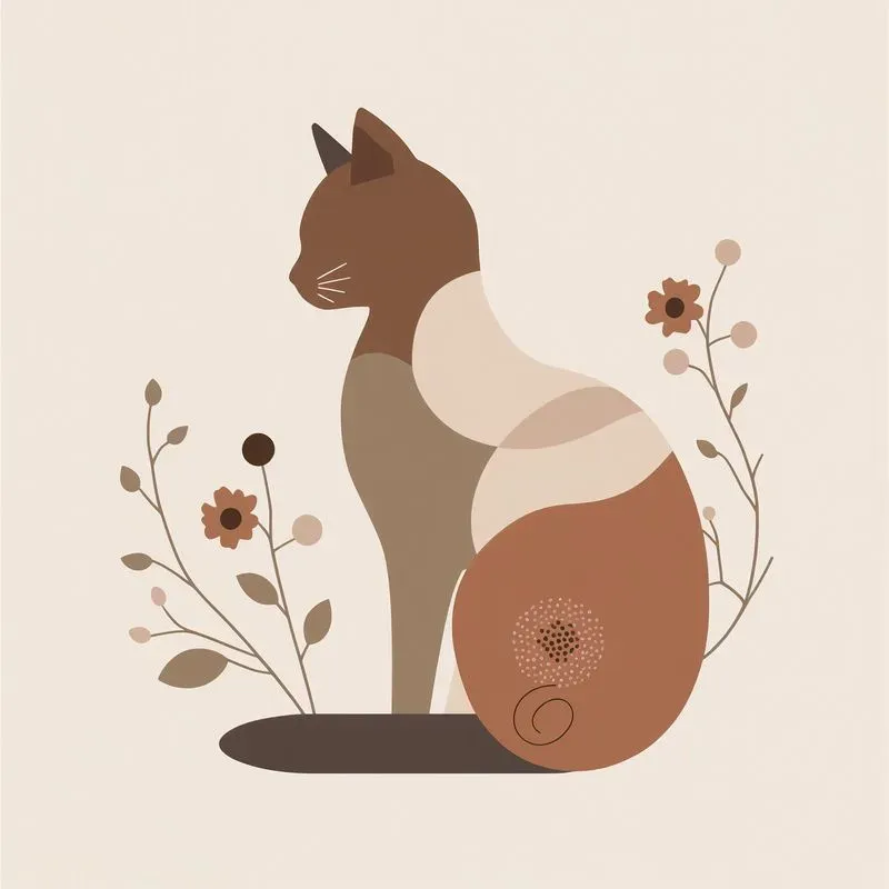 Abstract Boho Cat Art Builders