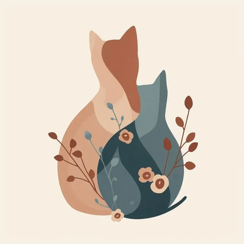 Abstract Boho Cat Art Builders