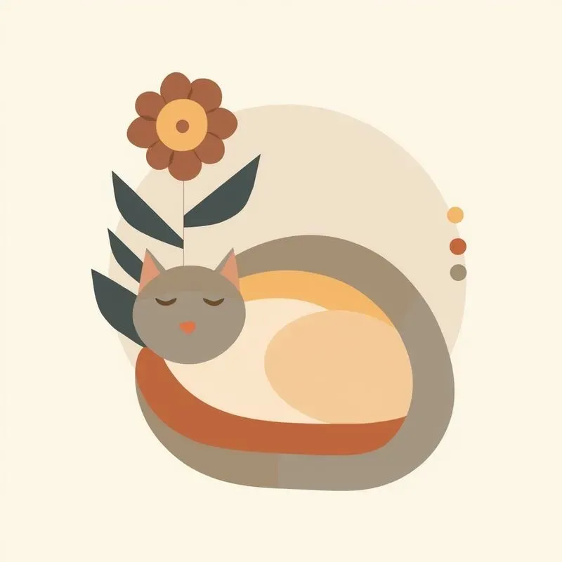 Abstract Boho Cat Art Builders