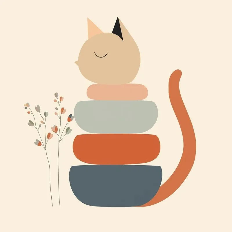 Abstract Boho Cat Art Builders