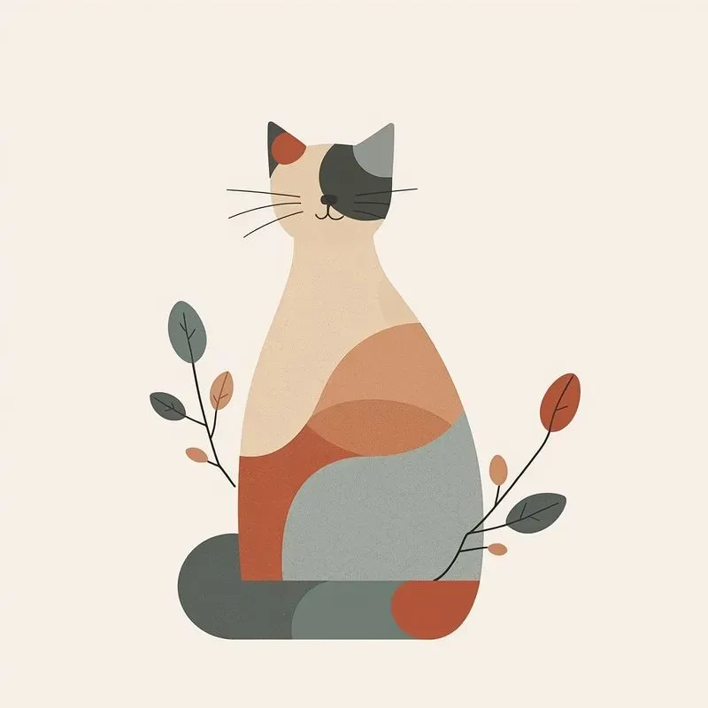 Abstract Boho Cat Art Builders