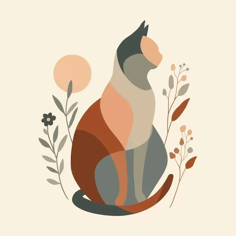 Abstract Boho Cat Art Builders
