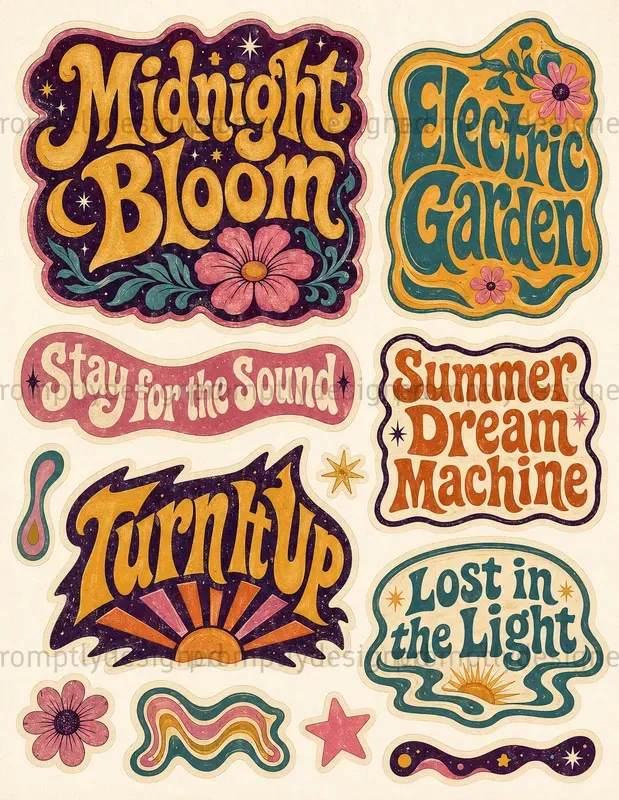 Psychedelic Typography Scraps