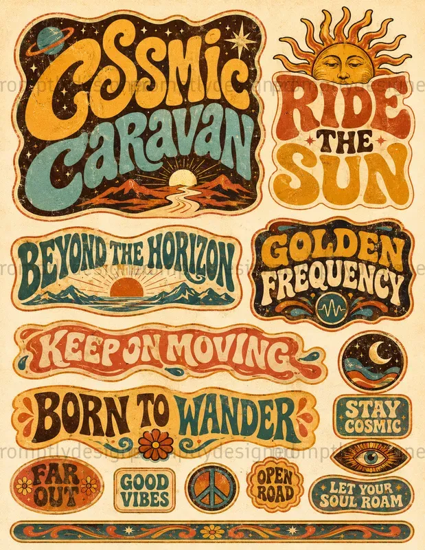 Psychedelic Typography Scraps