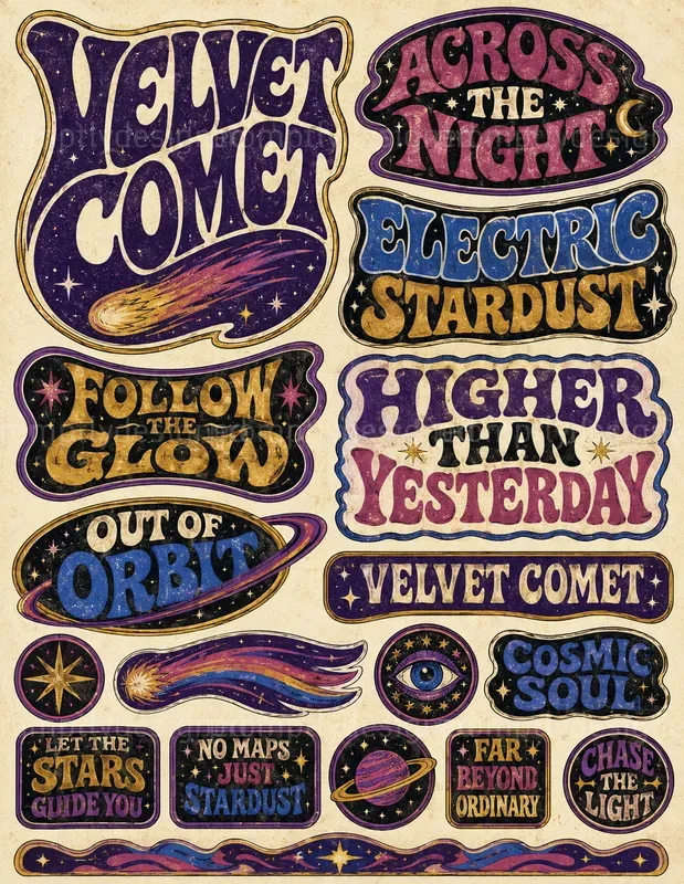 Psychedelic Typography Scraps