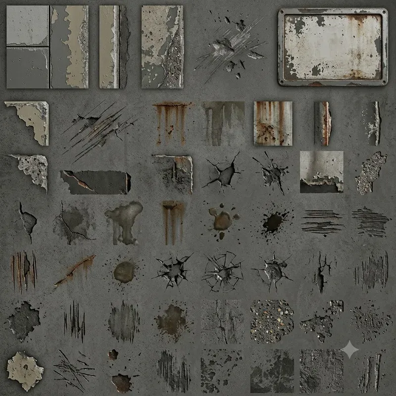 Weathered Concrete Decal Atlas Systems