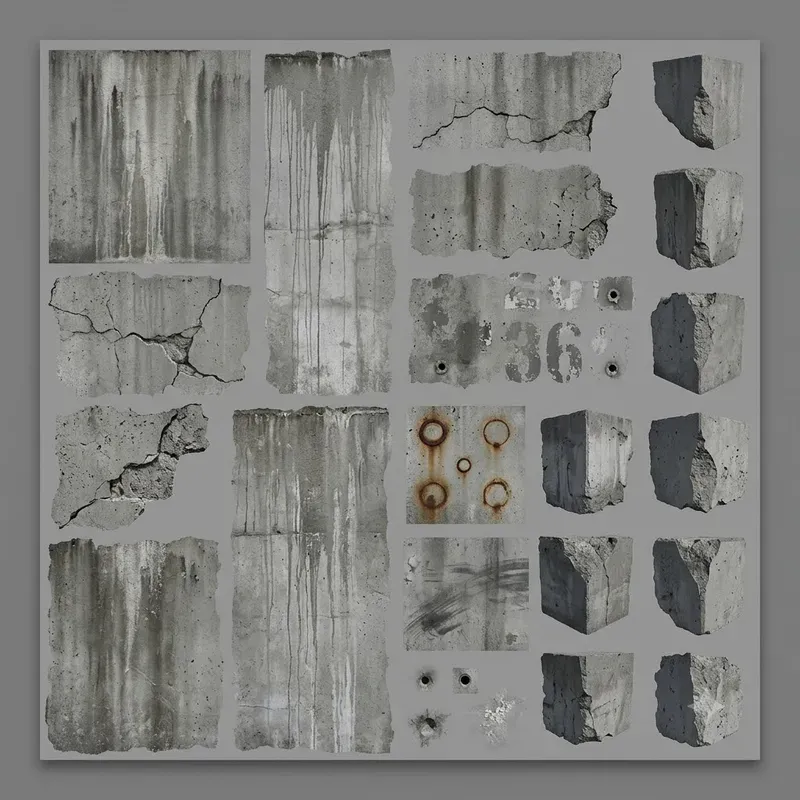 Weathered Concrete Decal Atlas Systems