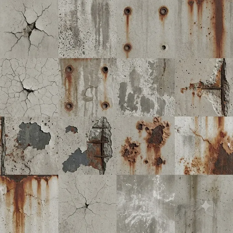Weathered Concrete Decal Atlas Systems