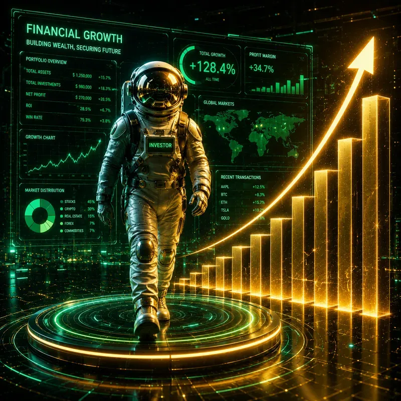 A Futuristic Glowing Businessman Points