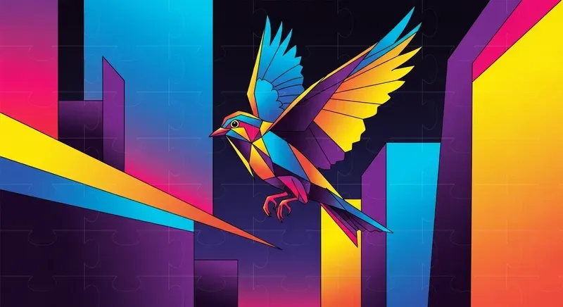 Modern Cubist Neon Abstractions