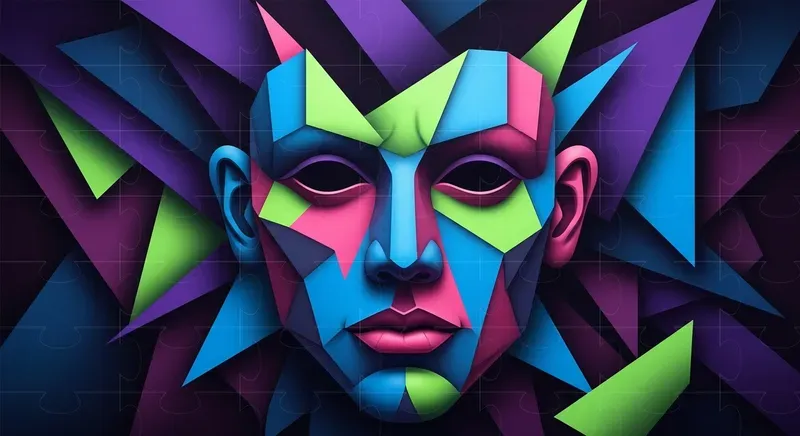 Modern Cubist Neon Abstractions