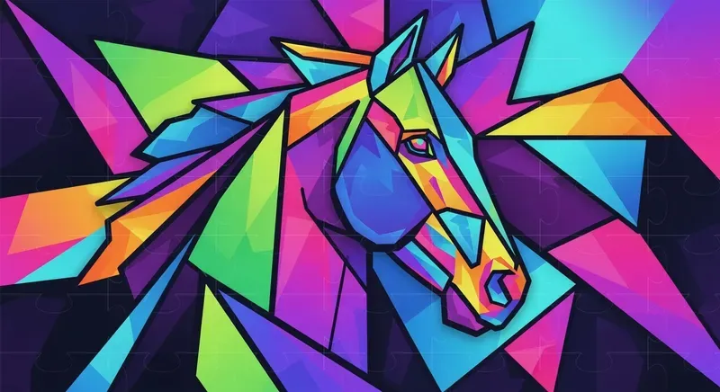 Modern Cubist Neon Abstractions