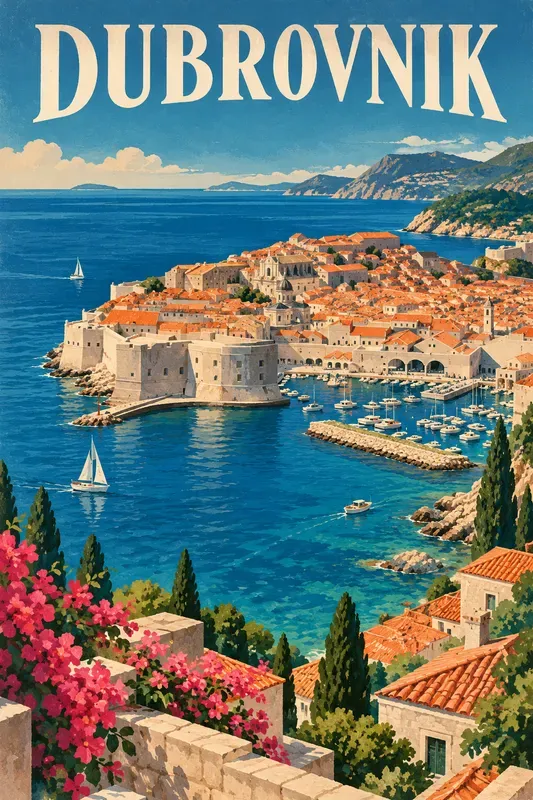 Vintage Mediterranean Travel Poster Art