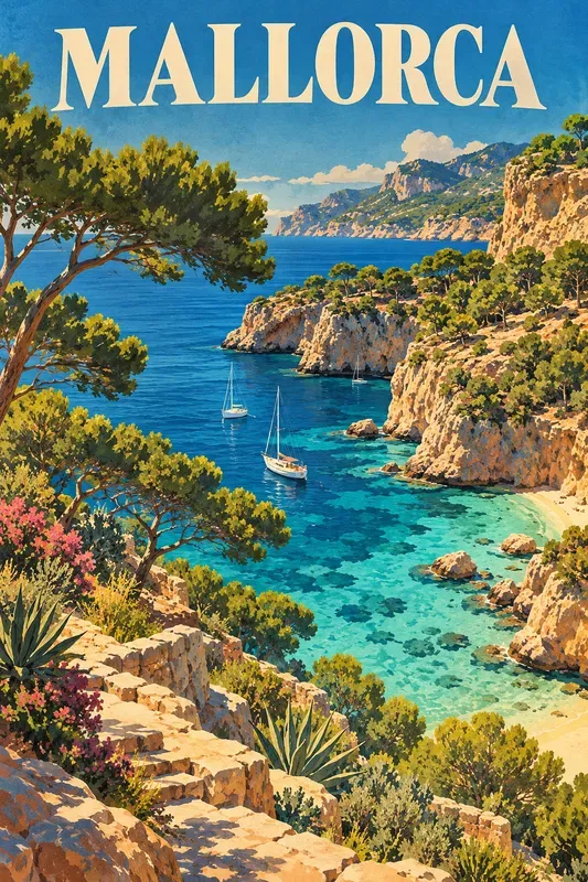 Vintage Mediterranean Travel Poster Art