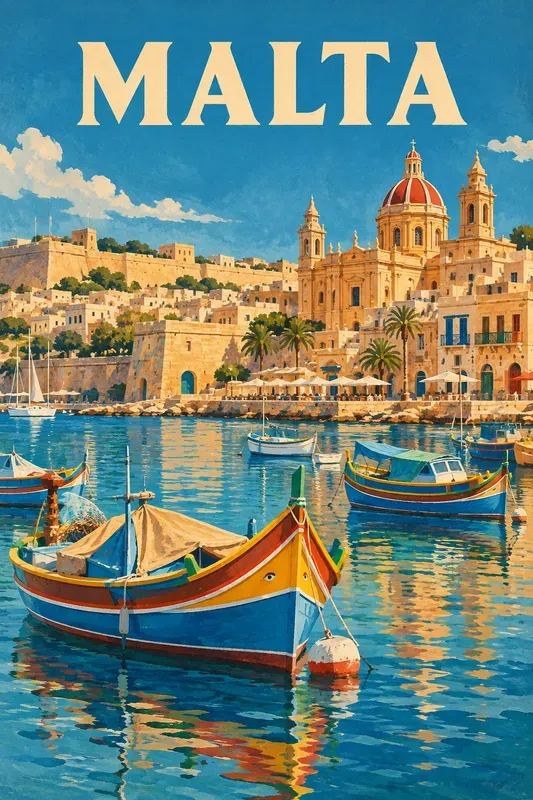 Vintage Mediterranean Travel Poster Art