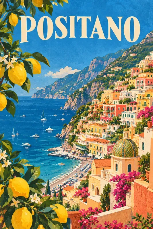 Vintage Mediterranean Travel Poster Art