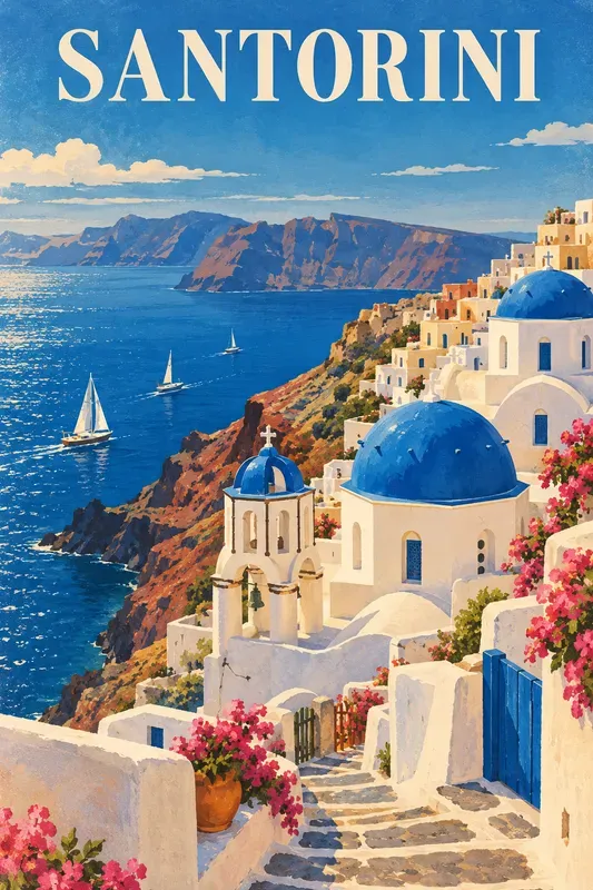 Vintage Mediterranean Travel Poster Art