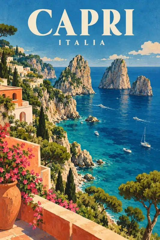 Vintage Mediterranean Travel Poster Art