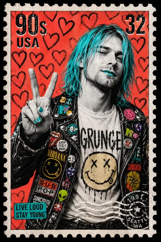 Punk Pop Art Stamp Portraits