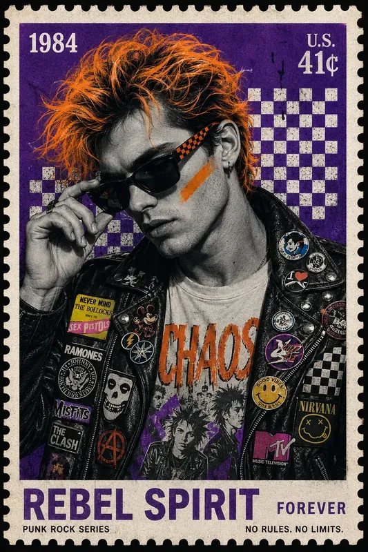 Punk Pop Art Stamp Portraits
