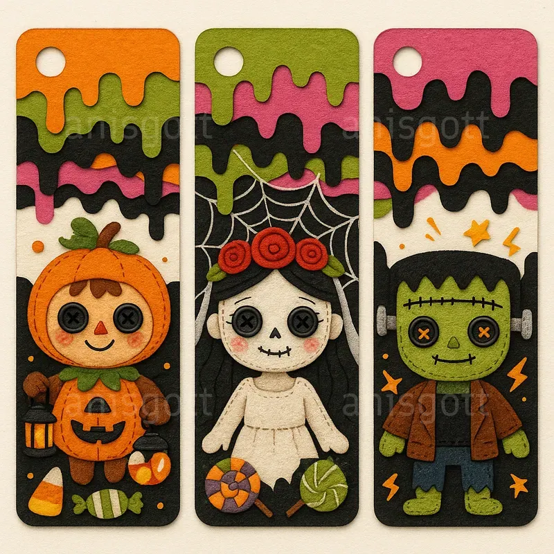 Creepy Cute Halloween Bookmarks Clipart