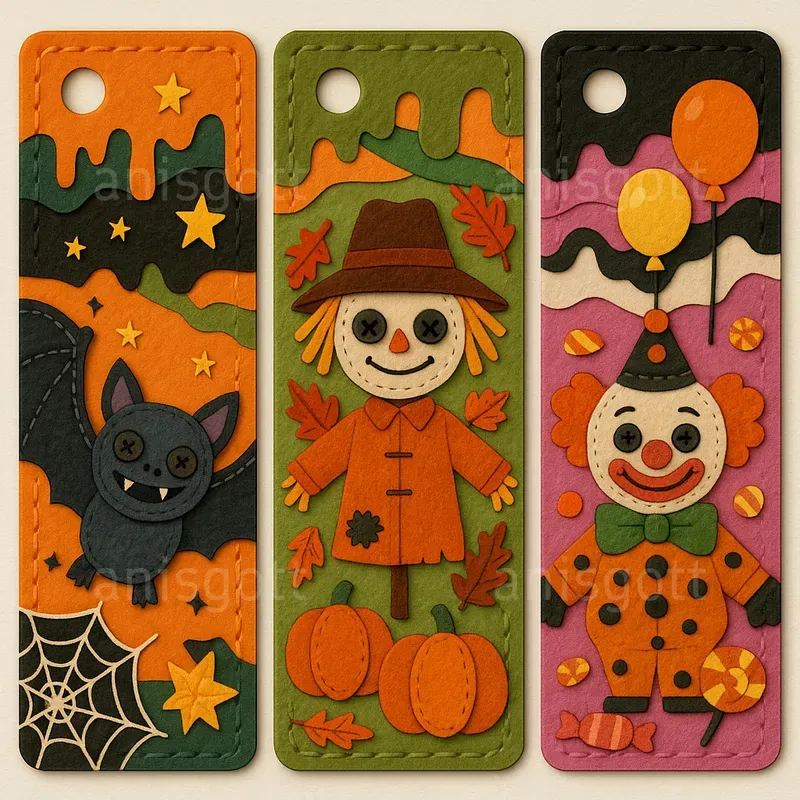 Creepy Cute Halloween Bookmarks Clipart