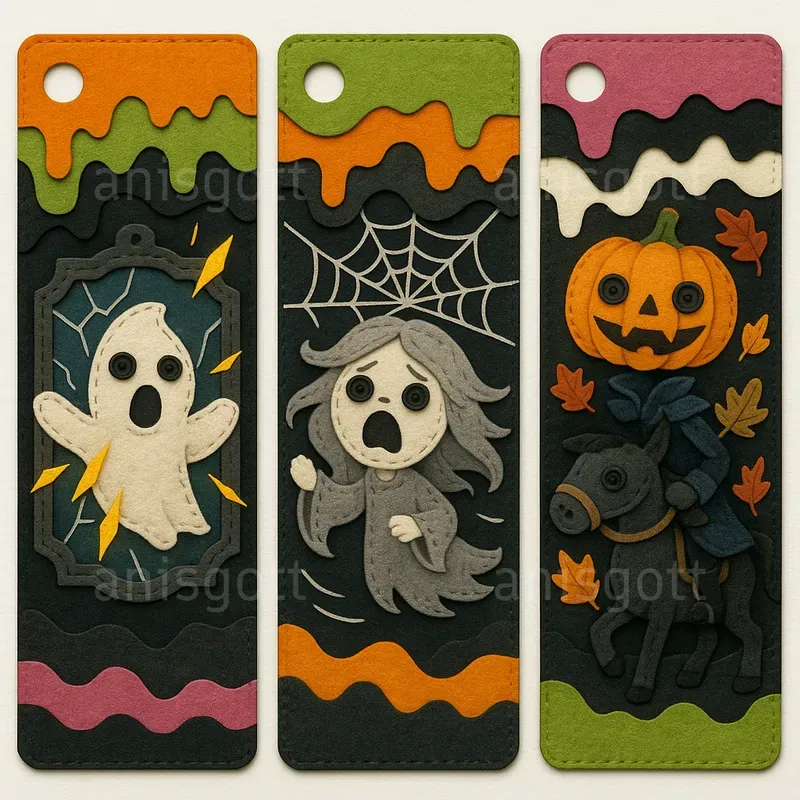 Creepy Cute Halloween Bookmarks Clipart