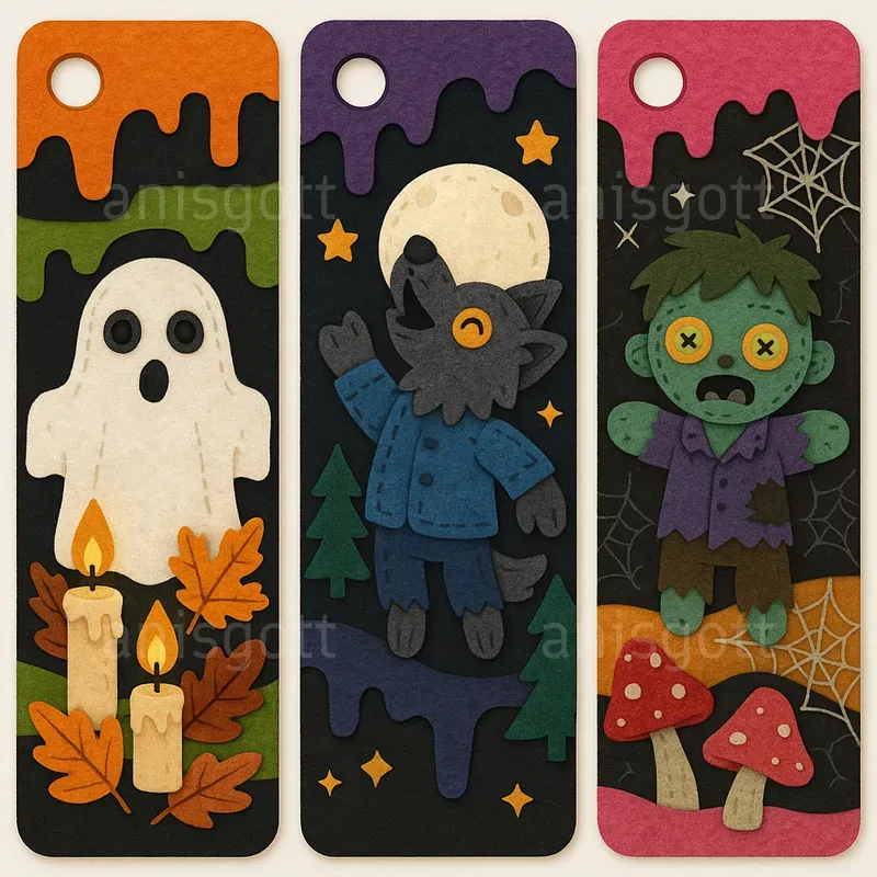 Creepy Cute Halloween Bookmarks Clipart