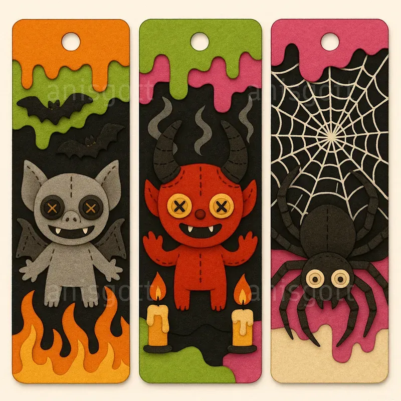 Creepy Cute Halloween Bookmarks Clipart
