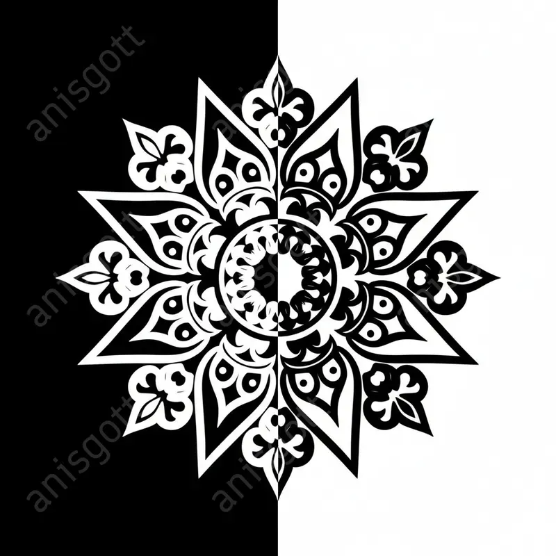 Split Mandala Monochrome Coloring Pages