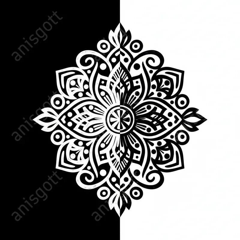 Split Mandala Monochrome Coloring Pages