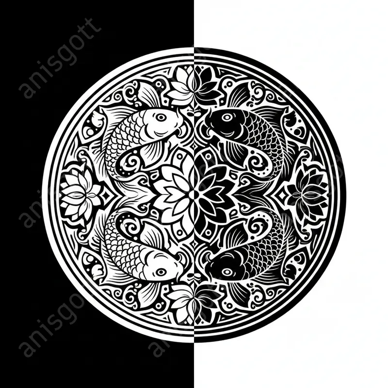 Split Mandala Monochrome Coloring Pages