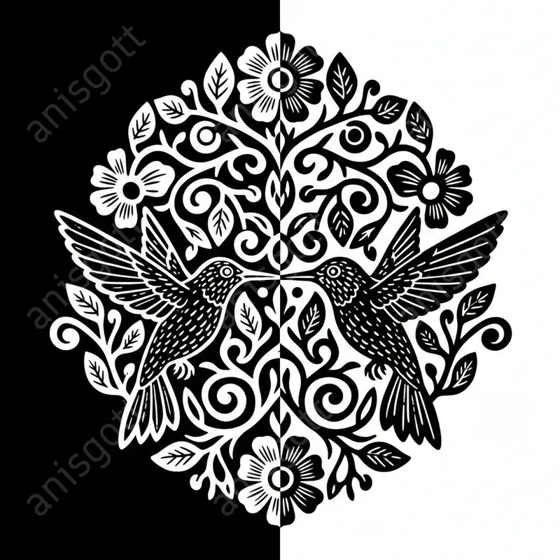 Split Mandala Monochrome Coloring Pages