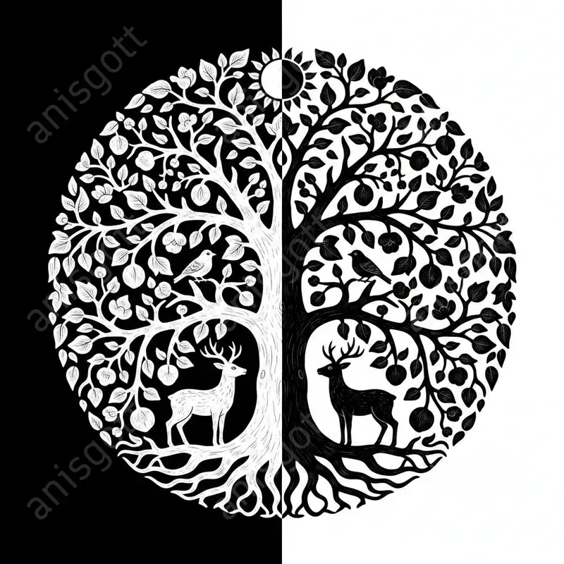 Split Mandala Monochrome Coloring Pages