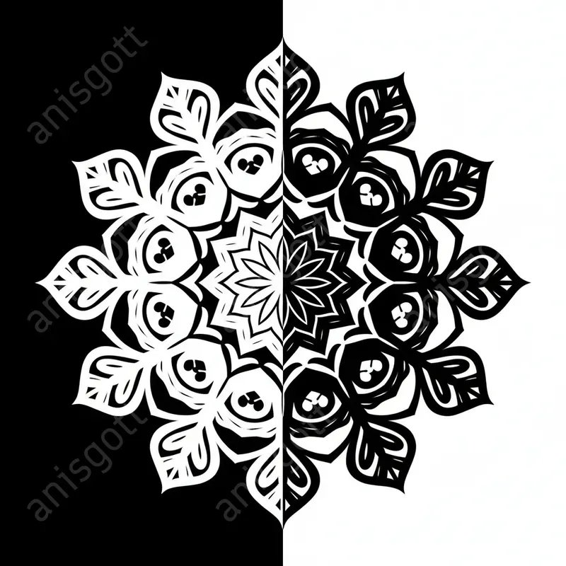 Split Mandala Monochrome Coloring Pages
