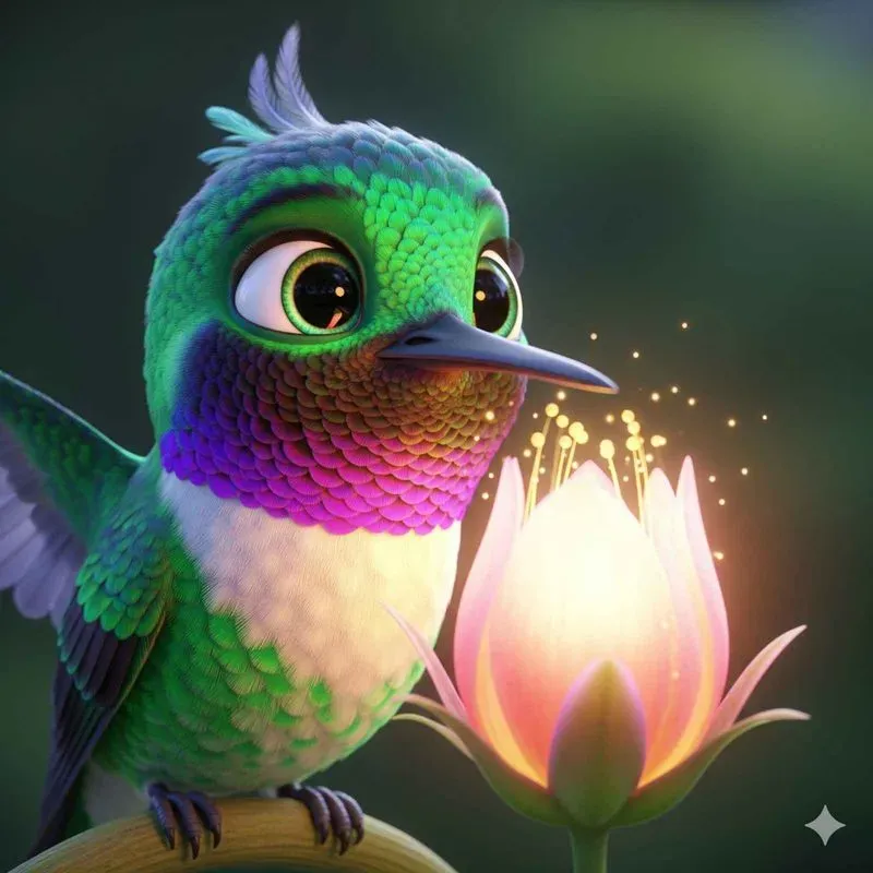 Emotive 3D Bird Character Scenes